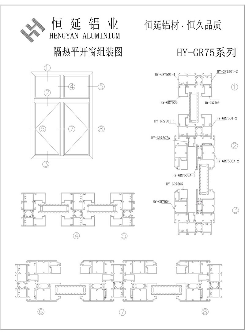 GR75隔热钢纱一体平开窗系列