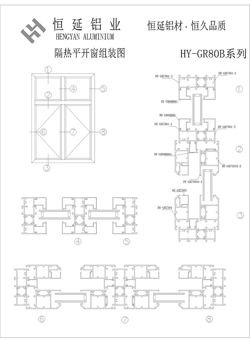 GR80B隔热钢纱一体平开窗系列