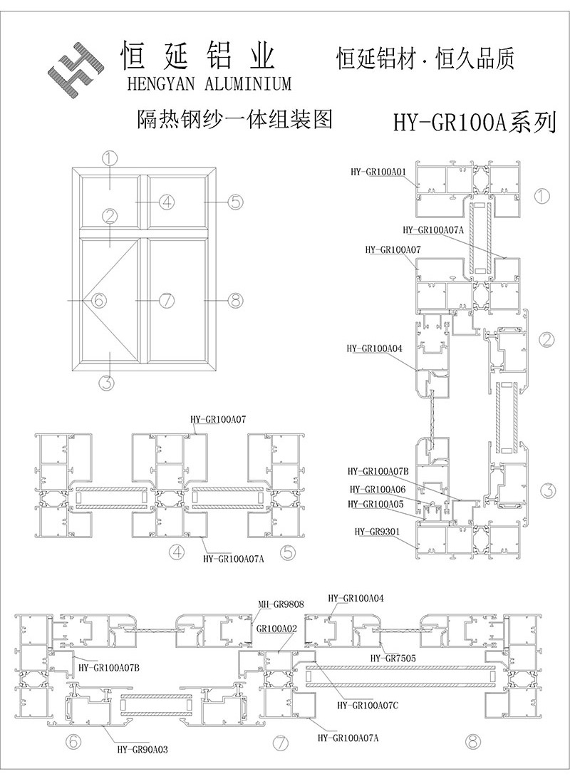 GR100A隔热钢纱一体平开窗系列